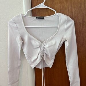 Zara Women's Cream Long Sleeve Top